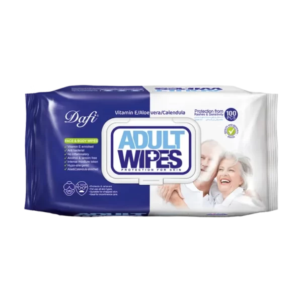 دستمال مرطوب دافی مدل Adult Wipes بسته 100 عددی