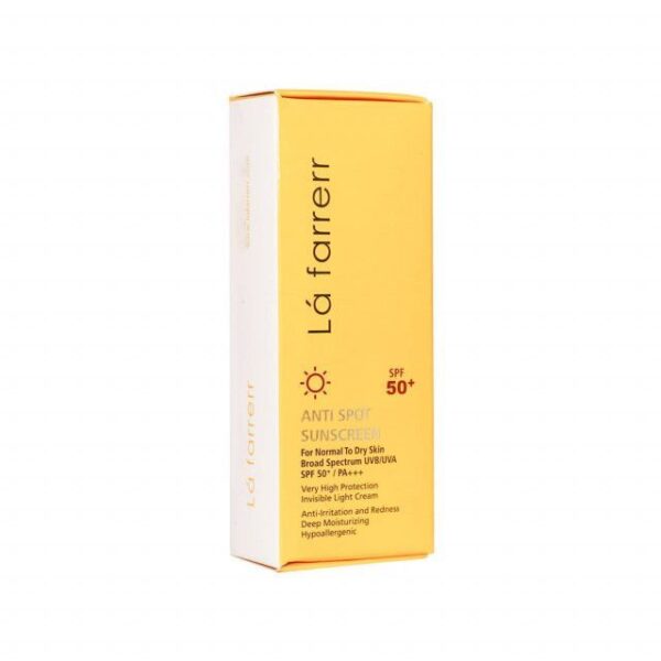 کرم ضد آفتاب و ضد لک SPF50 لافارر مناسب پوست های خشک و معمولی حجم 40 میلی لیتر - بی رنگ